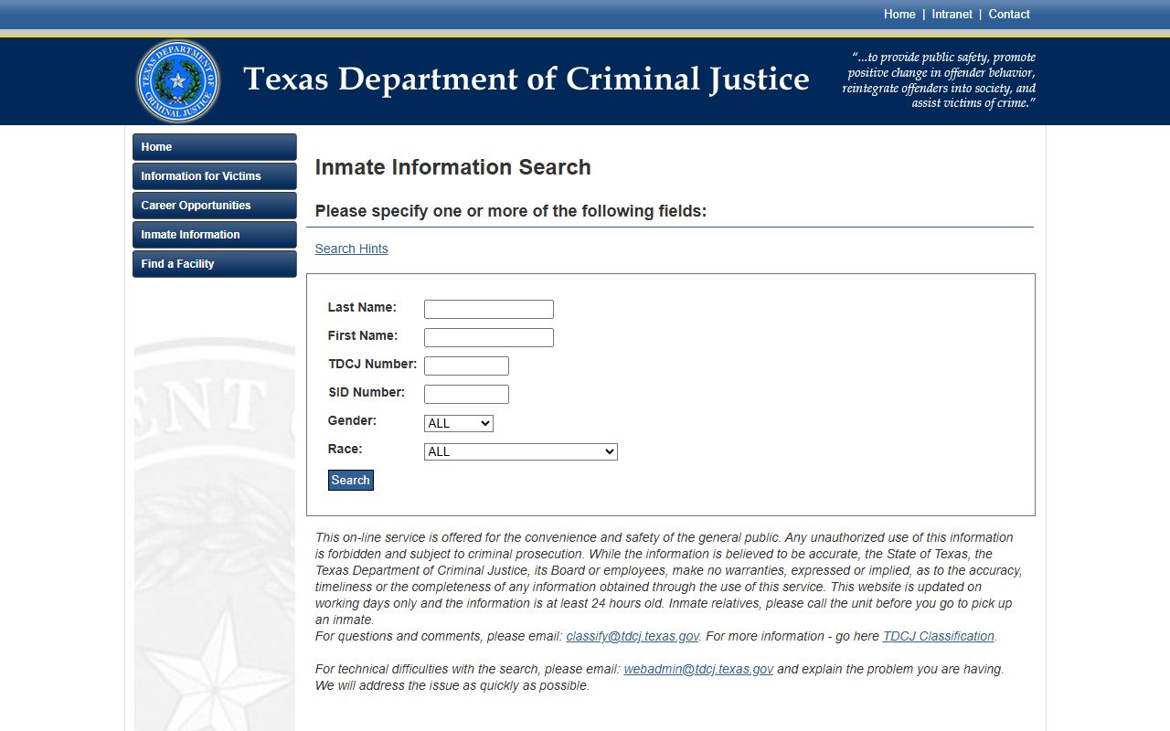 TDCJ offender search for sentenced Callahan County inmates after jail custody